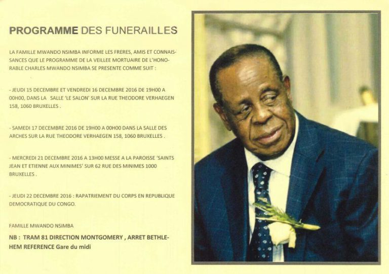 Le deuil de Charles Mwando Nsimba se poursuit à Bruxelles en attendant ses obsèques au pays !