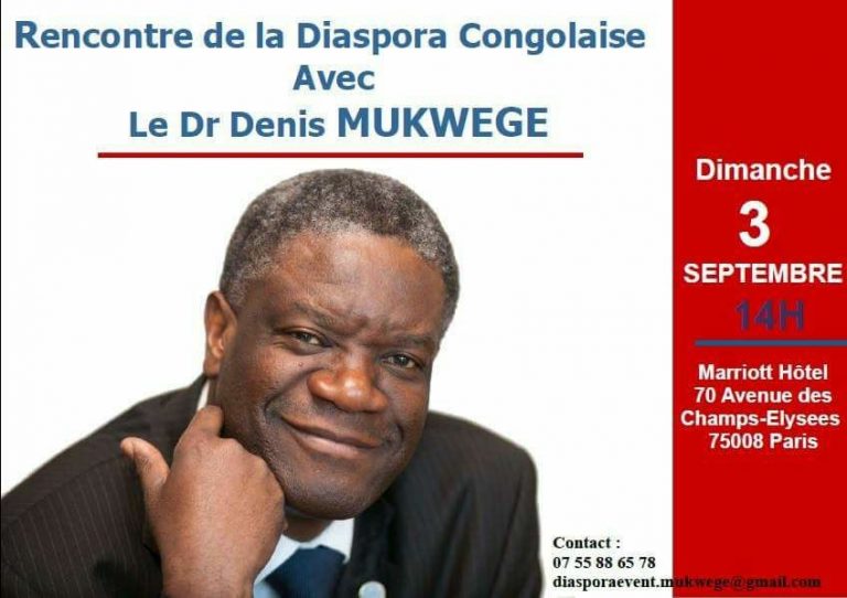 RDC : Le Dr Denis Mukwege au rendez-vous avec la Diaspora Congolaise à Paris la semaine prochaine
