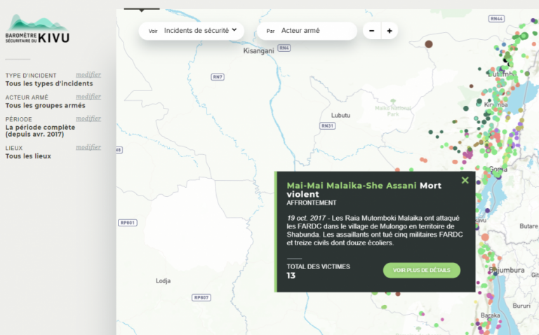 RD Congo : Le nouveau « Baromètre sécuritaire du Kivu » cartographie les violences dans l’Est